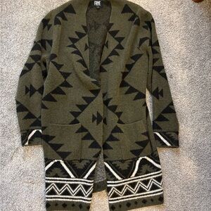 Frye Green and Black Patterned Cardigan
